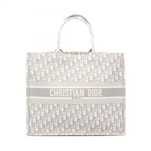 Christian Dior Dior Book Tote Large Oblique Embroidery Bag Handbag Canvas Wom...